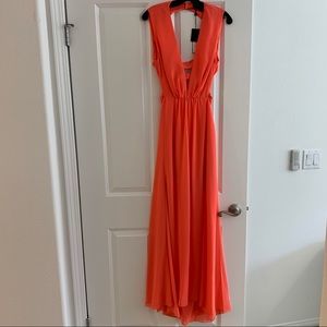 BCBGMAXAZRIA Alda Plunging V-neck Cutout Gown